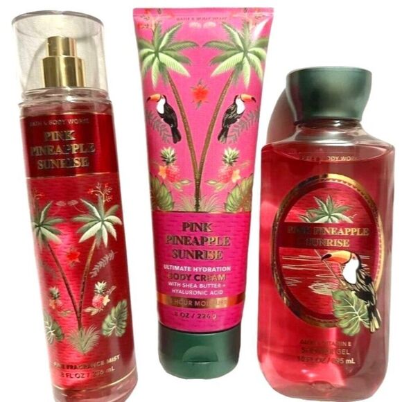 Pink Pineapple Sunrise 3 Piece Set Bath & Body‎ Works NEW - Picture 1 of 1